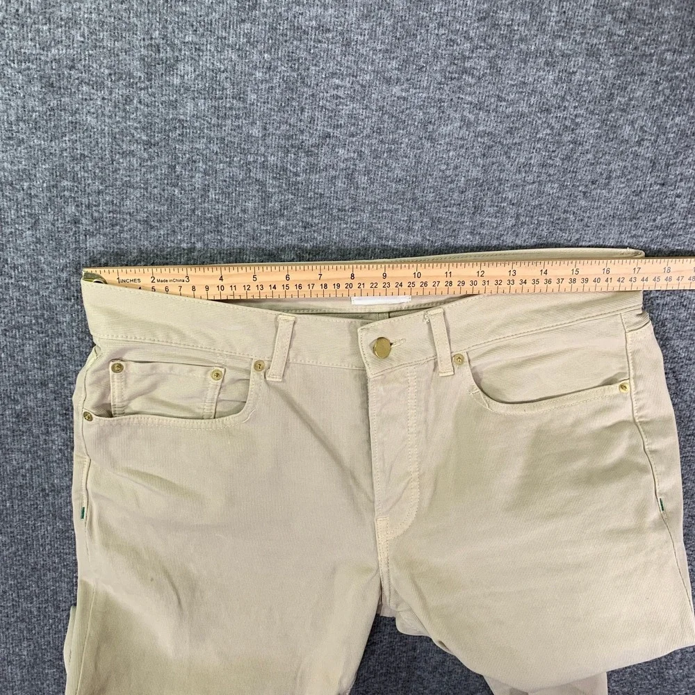 Sid Mashburn Pants Men 34x28 Slim Straight 5 Pocket Trousers Beige Italy Button